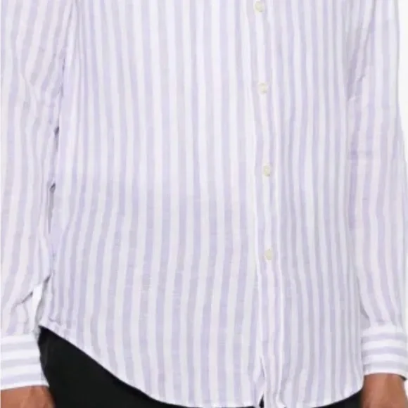 NEW Polo Ralph Lauren Striped Button Shirt Men XL Linen Light Purple/ White NWT - Picture 6 of 11
